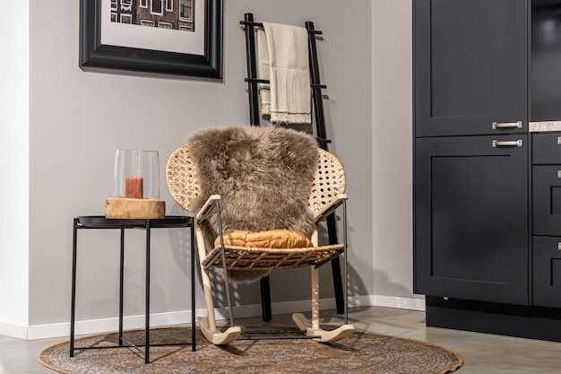 Rocking chair in the interior of a modern house