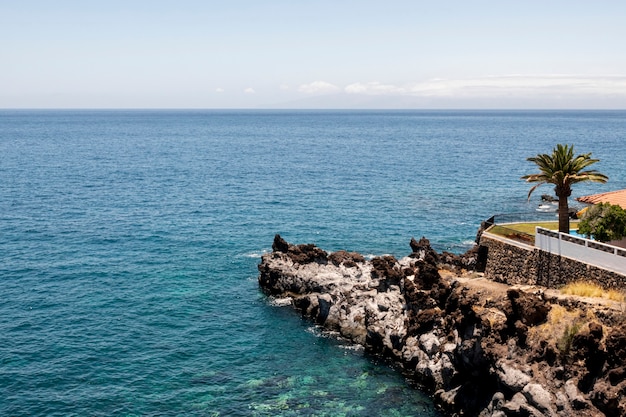 Rocky coastline in a sunny day