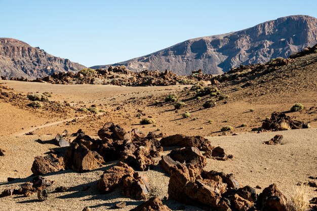 Rocky valley with clear sky