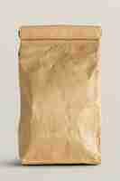 Free photo rolled brown paper bag with copy space