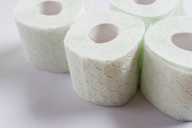 Rolled up toilet paper isolated on white background