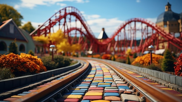 Free photo roller coaster moving along its track