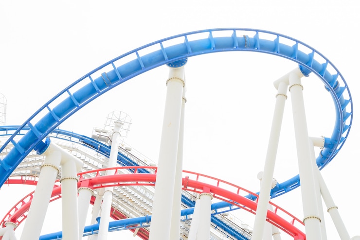 Free Photo roller coaster rail ride in the park