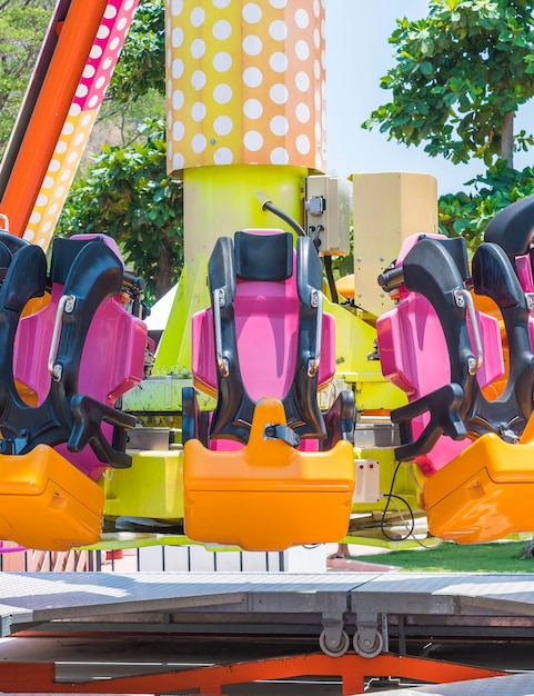 Free photo roller coaster seats at amusement park