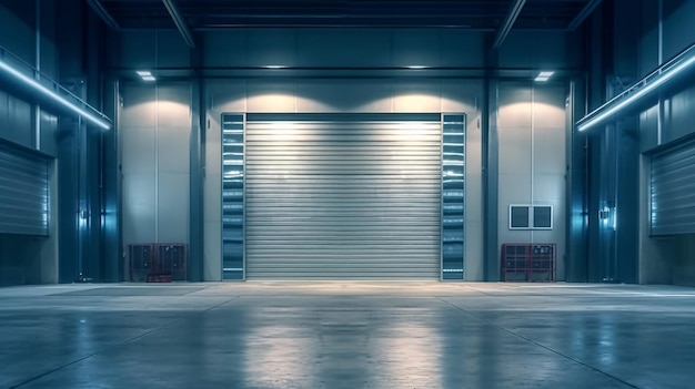 Roller door or roller shutter using for factory warehouse Generative Ai