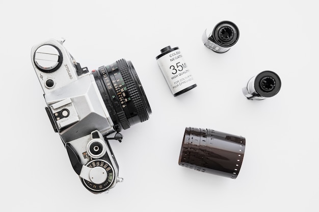 Rolls of film near camera