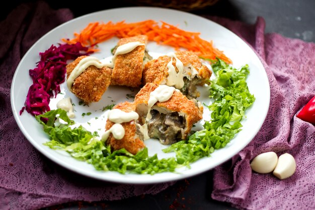 Rolls with mushroom and cream