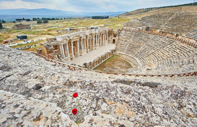 Roman amphitheater in the ruins of Hierapolis in Pamukkale