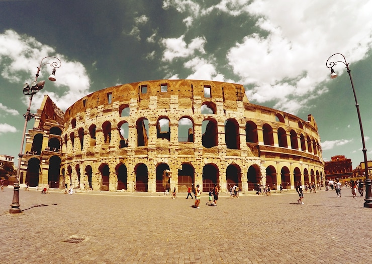 Roman coliseum seen from afar