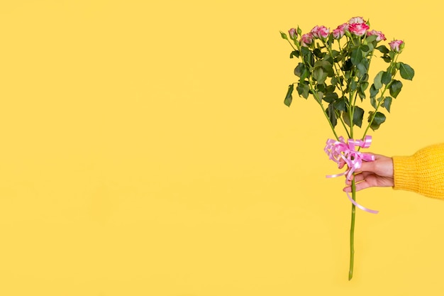 Romantic bouquet with copy space
