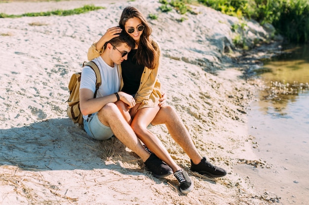 Romantic stylish couple enjoying at outdoors