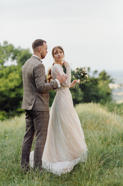 Romantic wedding couple in love