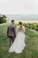 Free photo romantic wedding couple in love