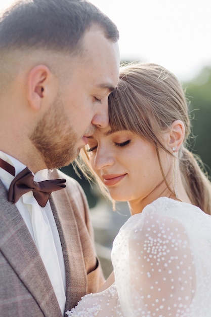 Romantic wedding couple in love