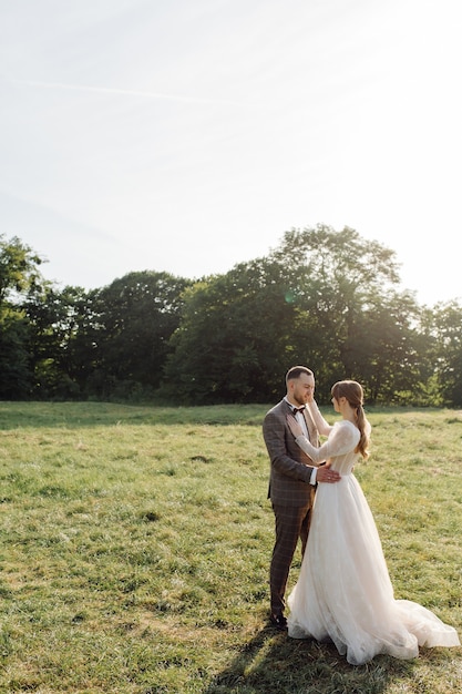 Romantic wedding couple in love