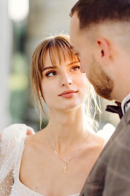 Romantic wedding couple in love