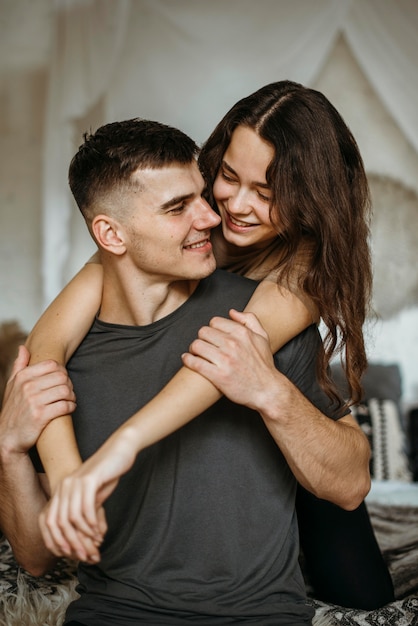 Free photo romantic young couple in love