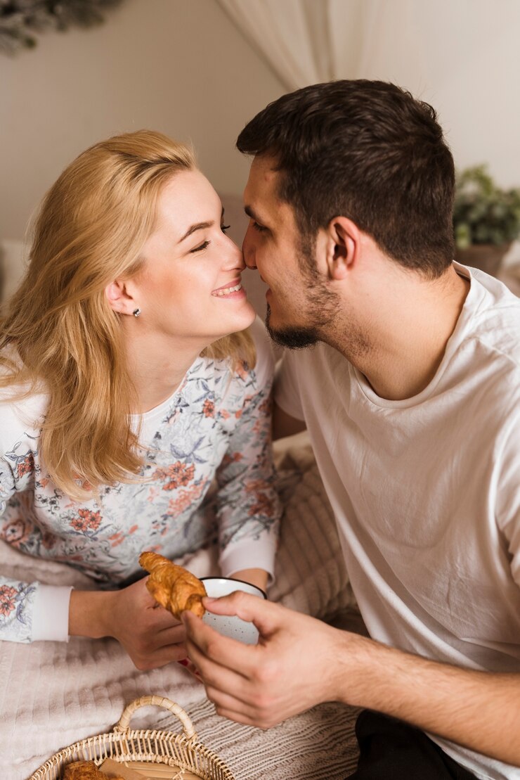 Free Photo romantic young couple together in love