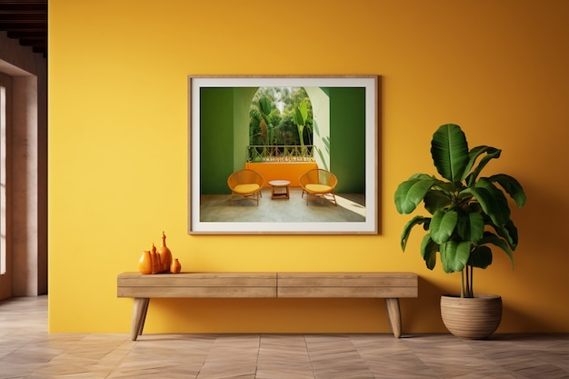 無料写真 ブラジルの民俗的なデザインで装飾された家の部屋