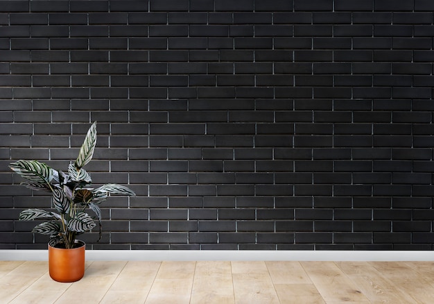 Free photo room with a black brick wall