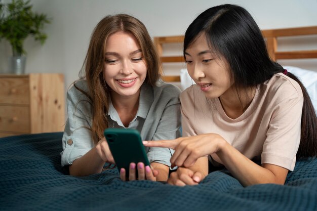 Roommates sharing happy moments together