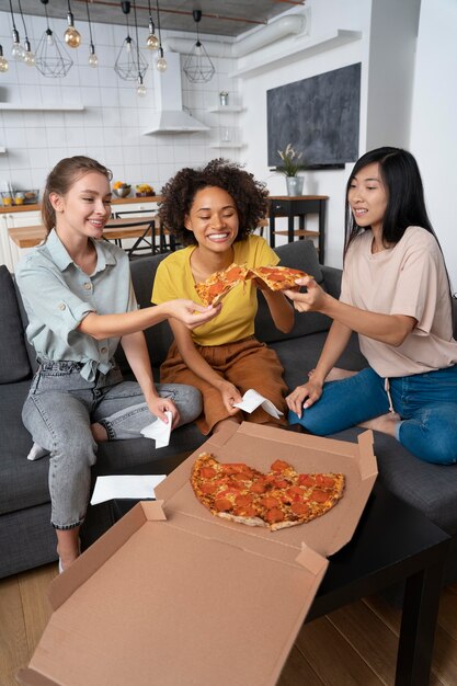 Roommates sharing a meal together