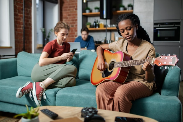 Roommates spending time indoors