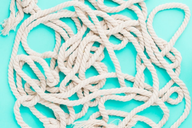 Rope on blue surface