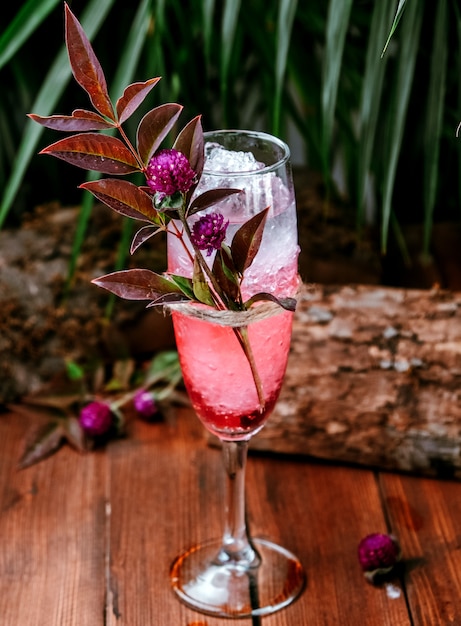 Rose iced cocktail on the table