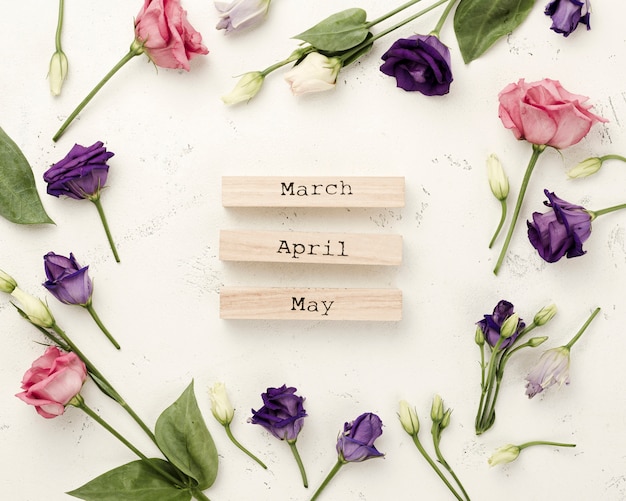 Free photo roses frame with spring months