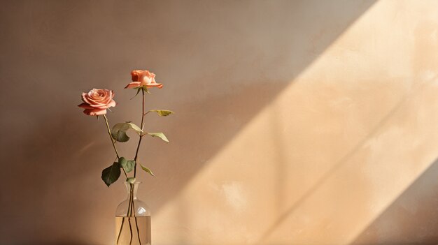 Roses in vase under sun light