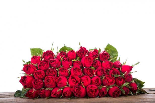 Roses on a wooden table