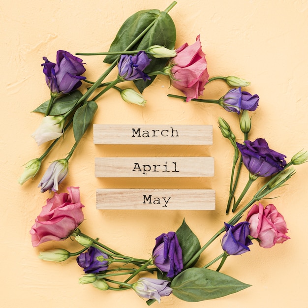 Free photo roses wreath with spring months