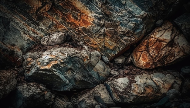 Free photo rough granite cliff eroded by wet water generated by ai