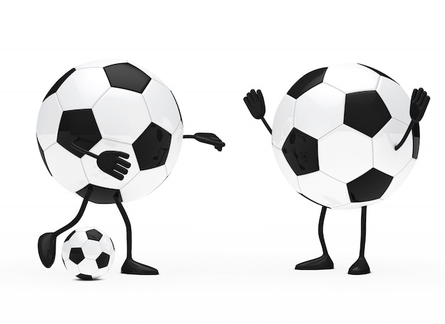 Round characters playing football