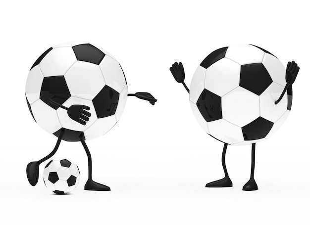 Круглые персонажи играют в футбол