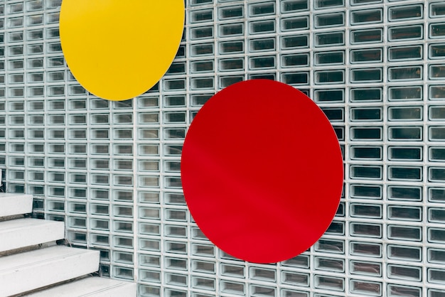 Round paper decorations by the stairs