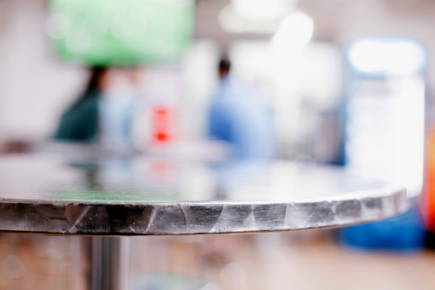 Round table in cafeteria