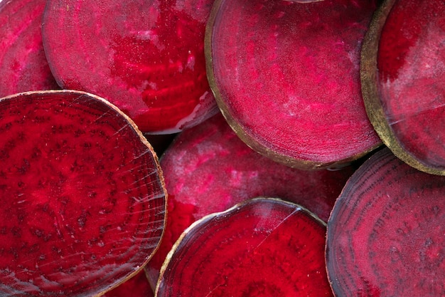 Round textured slices of beetroot