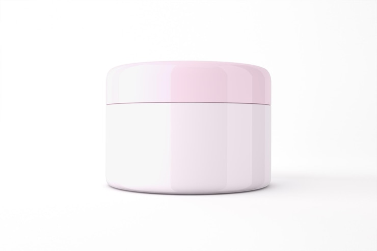 Free Photo round white jar with pink lid for cosmetic cream