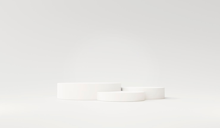 Free Photo round white podium pedestal product display stand background 3d rendering