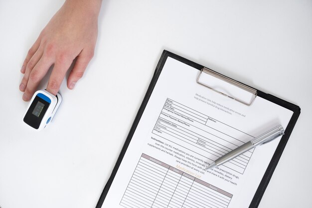 Routine medical checkup with paperwork