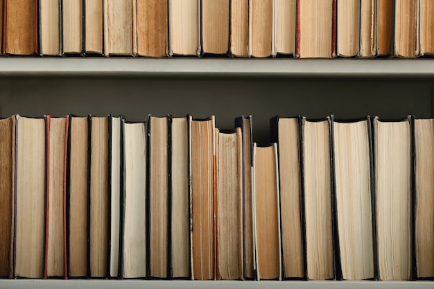 Row of books as background, literature concept