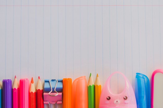 Row of colorful pens