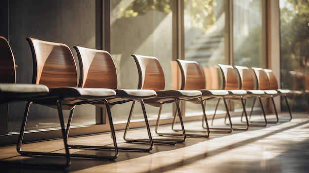 Free photo a row of empty office chairs in a modern meeting room