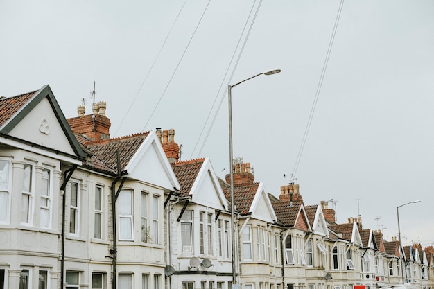 Row of houses in a suburban area