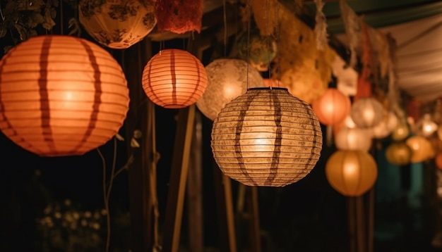 Free photo a row of lanterns with the word lantern on it