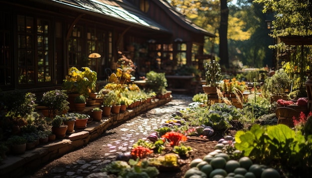 人工知能によって生み出されたの植物の列が店に新鮮さをもたらします