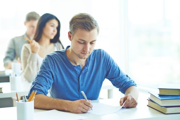 Row of students at class