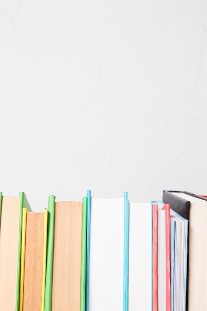 Row of various colorful books